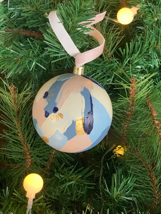 Cream and Blue Ornament